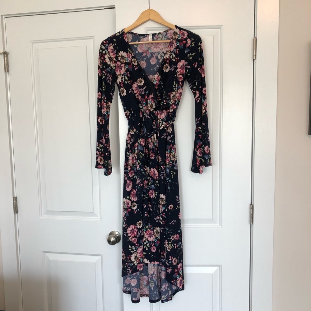 PinkBlush Navy floral hi/low maternity dress
